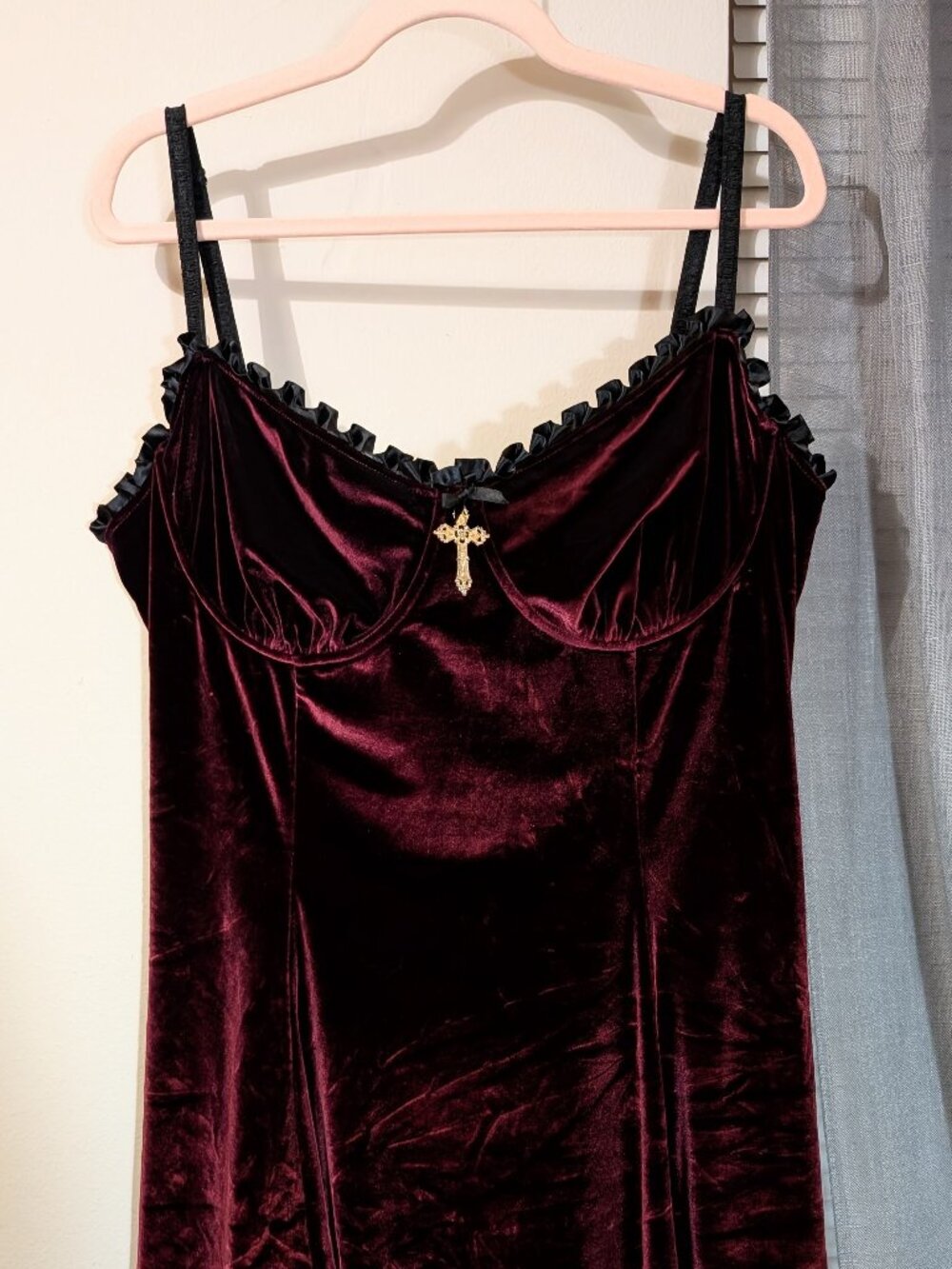 Dolls Kill Widow Wine Blind Faith Velvet Dress Size 2X